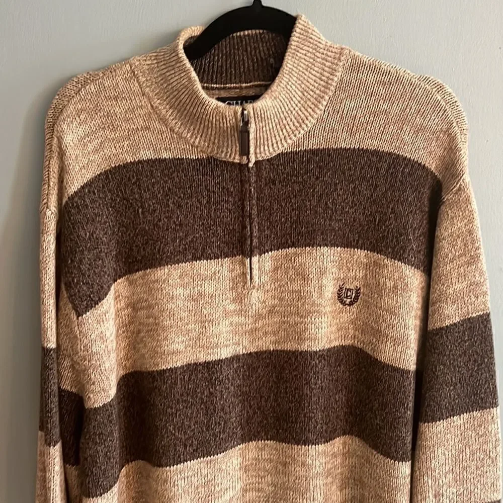 Men’s 2XL XXL Grandpa core half zip thick chunky striped sweater